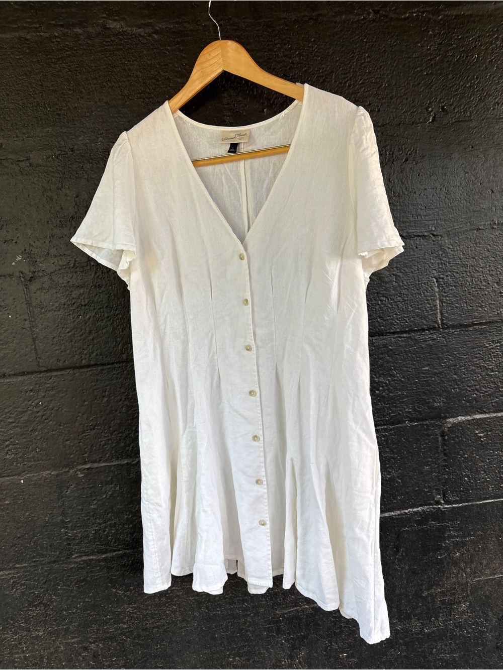 Universal Thread White Linen Button-Front V-Neck Mini Dress